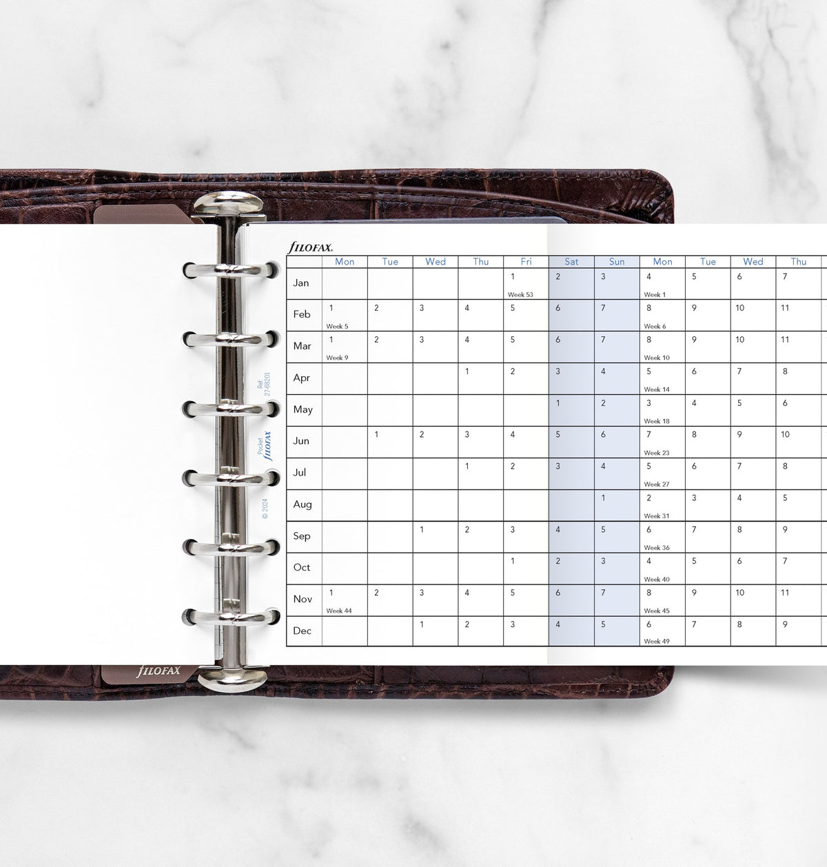 Filofax Pocket Horizontal Year Planner Refill 2027 – Fold-Out