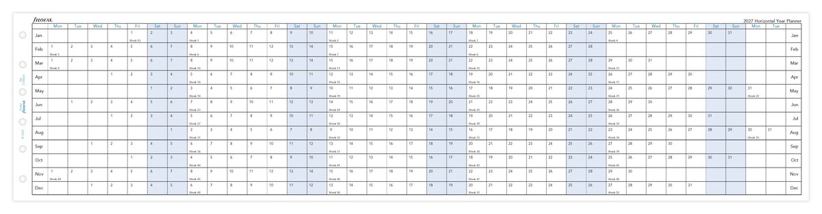 Filofax Pocket Horizontal Year Planner Refill 2027 – Fold-Out
