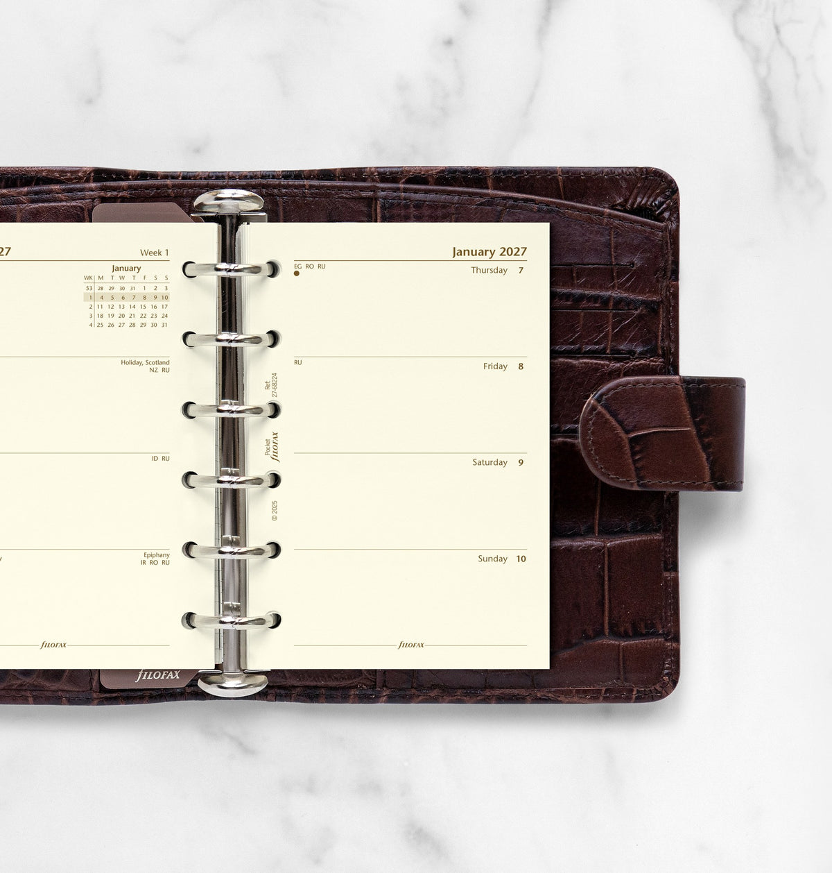 Filofax Pocket Week on Two Pages Diary Refill 2027 – Cotton Cream Paper