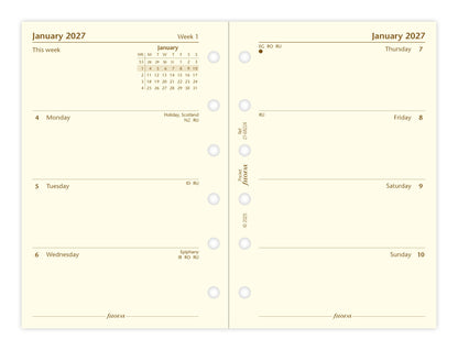 Filofax Pocket Week on Two Pages Diary Refill 2027 – Cotton Cream Paper