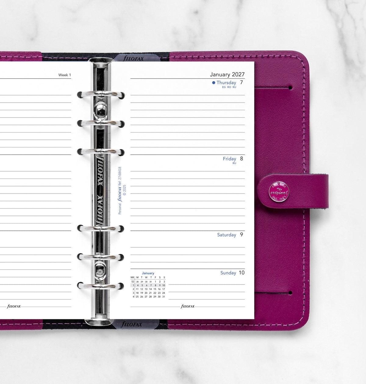 Filofax Personal Week on Two Pages Lined Diary Refill 2027 – English
