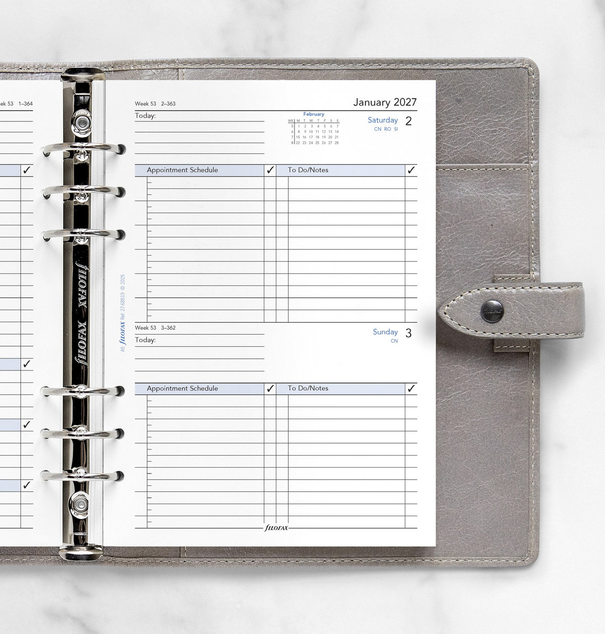 Filofax A5 Day per Page Business Diary Refill 2027 – With Appointments