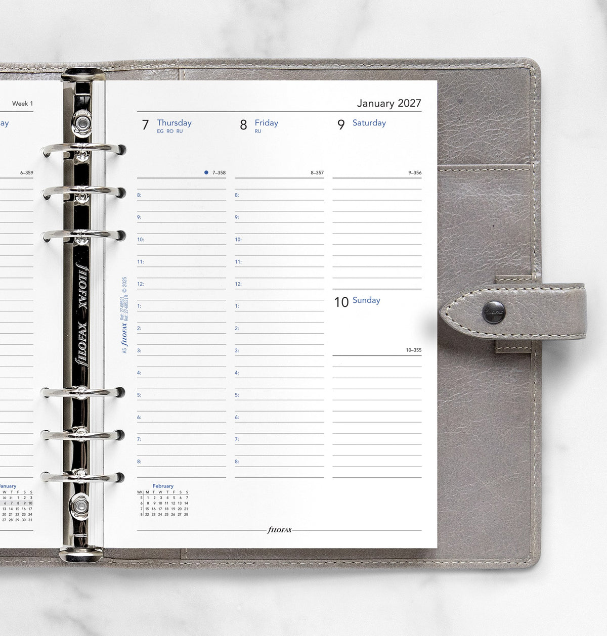 Filofax A5 Week on Two Pages Diary Refill 2027 – With Appointments
