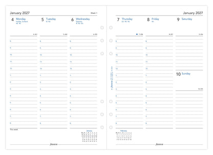 Filofax A5 Week on Two Pages Diary Refill 2027 – With Appointments
