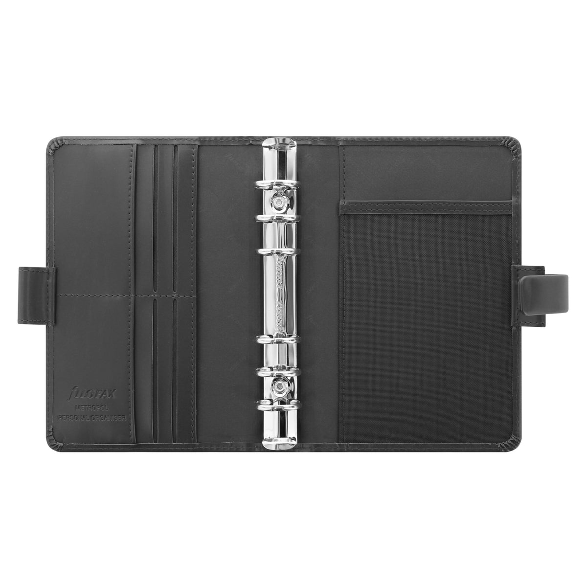 Filofax Metropol Personal Organiser – Black (Modular, Removable Rings)