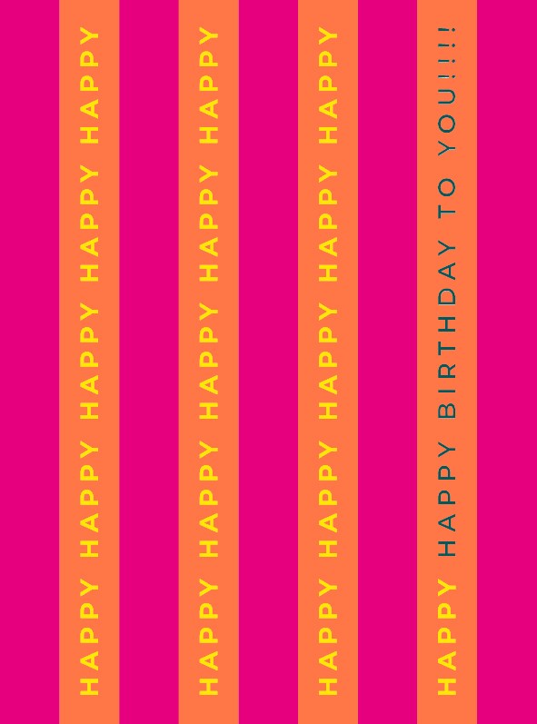 Birthday Stripes Fluoro Card
