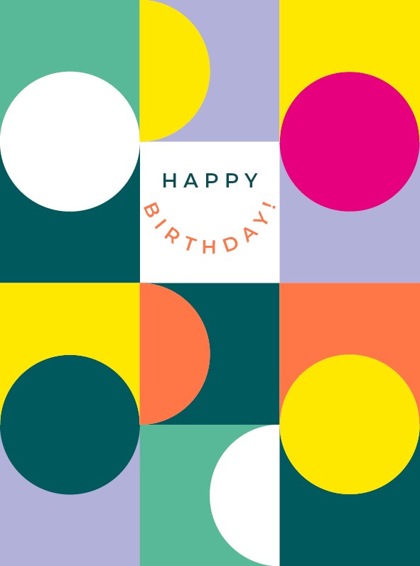 Birthday Squares and Circles Fluoro Card