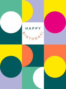 Birthday Squares and Circles Fluoro Card