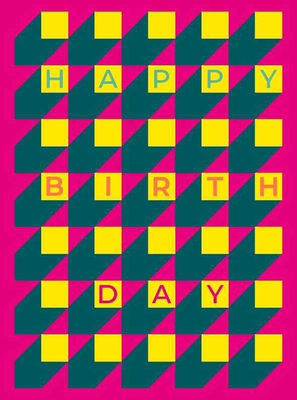 Birthday Grid Fluoro Card