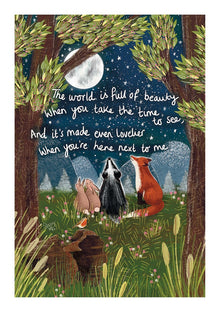 The World is Full of Beauty Fox Under the Moon Card