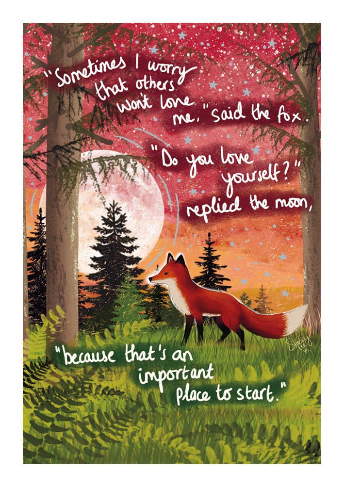 Important Place to Start Fox Under the Moon Card