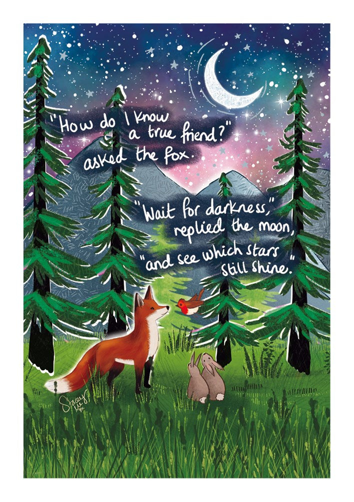 Stars Still Shine Fox Under the Moon Card