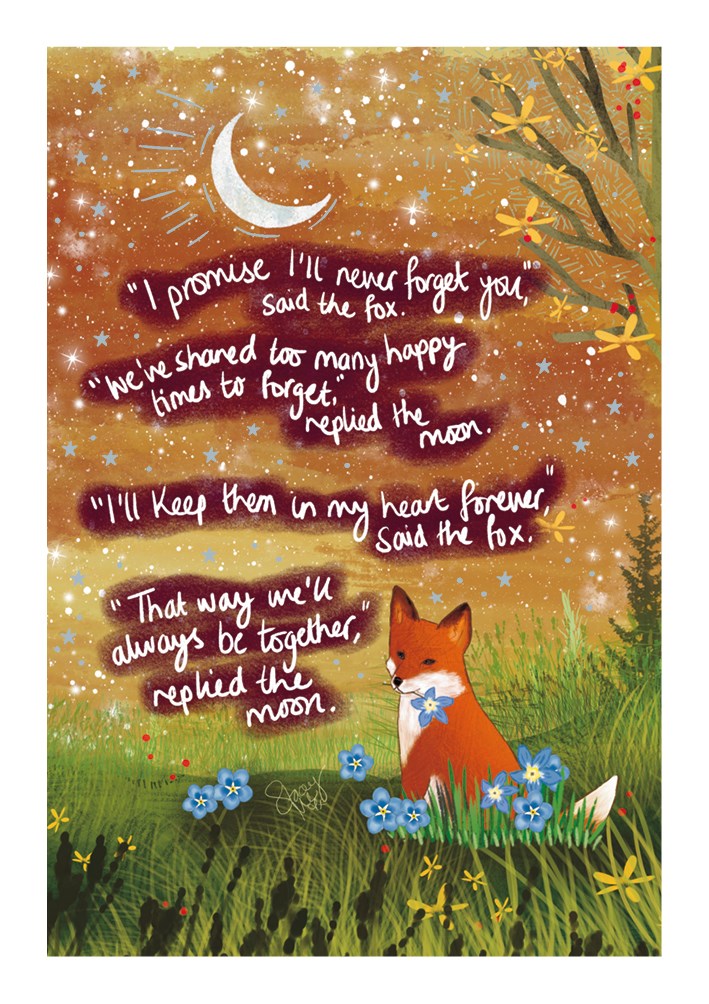 Always Be Together Fox Under the Moon Card