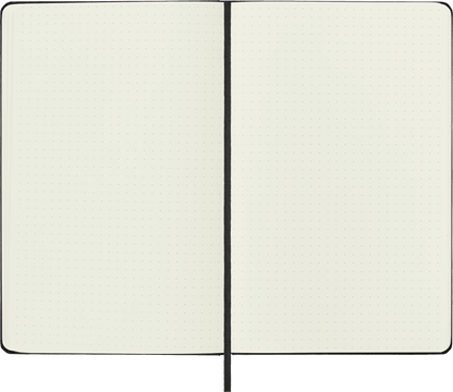 Moleskine Large Dotted Hard Cover Notebook in Black – open showing dotted ivory pages