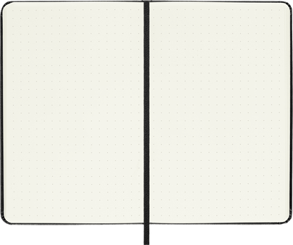 Moleskine Pocket Dotted Hard Cover Notebook in Black – open showing dotted ivory pages