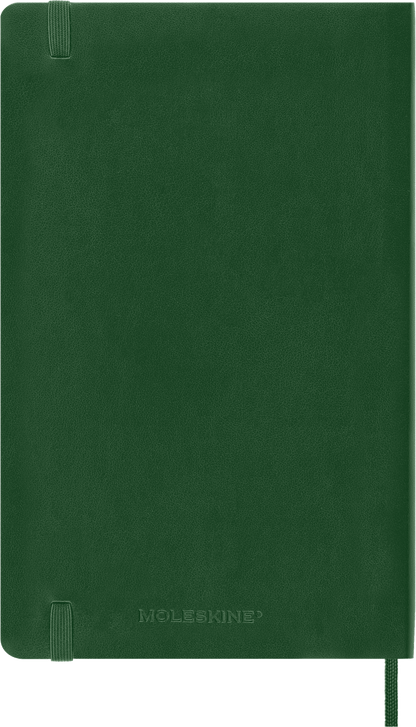 Moleskine Large Plain Soft Cover Notebook in Myrtle Green – inner pocket and details