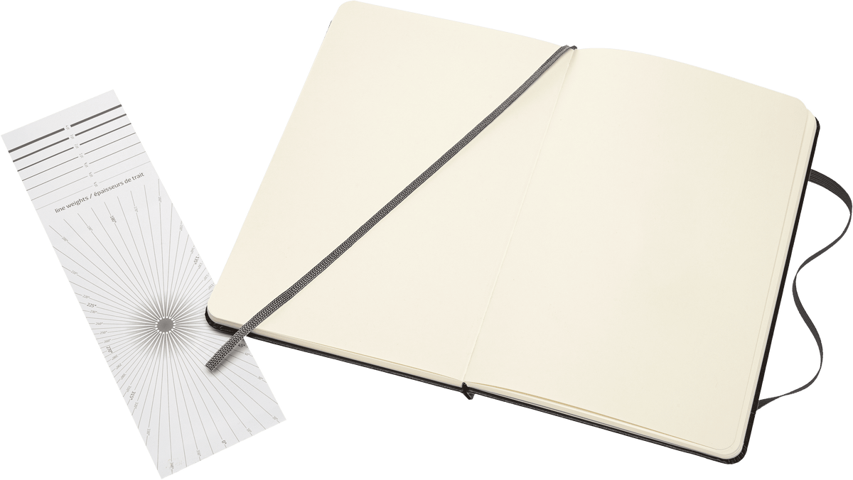 Open medium Moleskine sketchbook showing ivory sketch paper