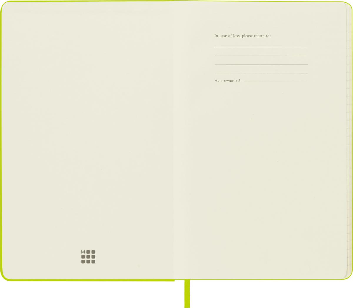Moleskine Classic Large ruled hard cover notebook in Lemon Green – detail view