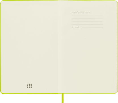 Moleskine Classic Large ruled hard cover notebook in Lemon Green – detail view