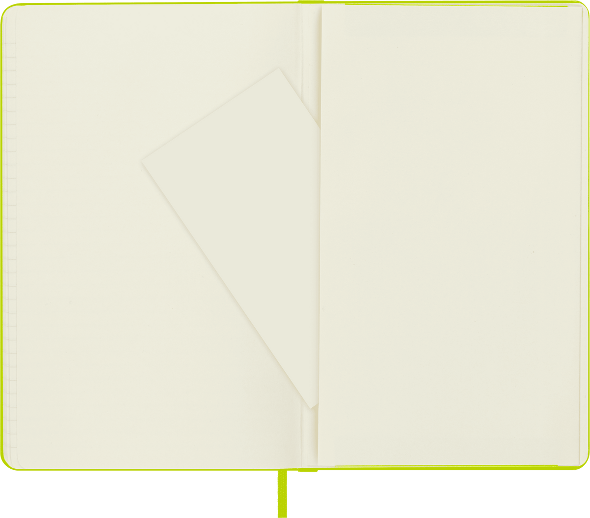 Moleskine Classic Large ruled hard cover notebook in Lemon Green – inside view