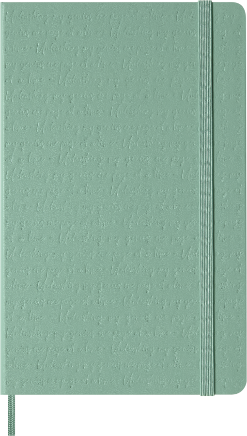 Moleskine Coloured Patterned Notebook, Large Plain, debossed hard cover, Sage Green – front cover