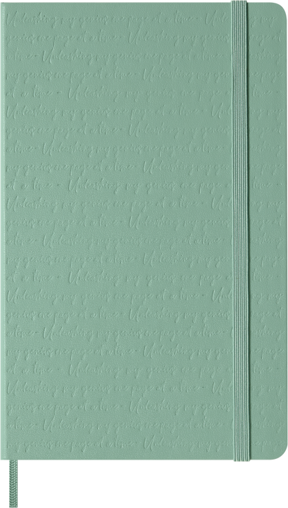 Moleskine Coloured Patterned Notebook, Large Plain, debossed hard cover, Sage Green – front cover