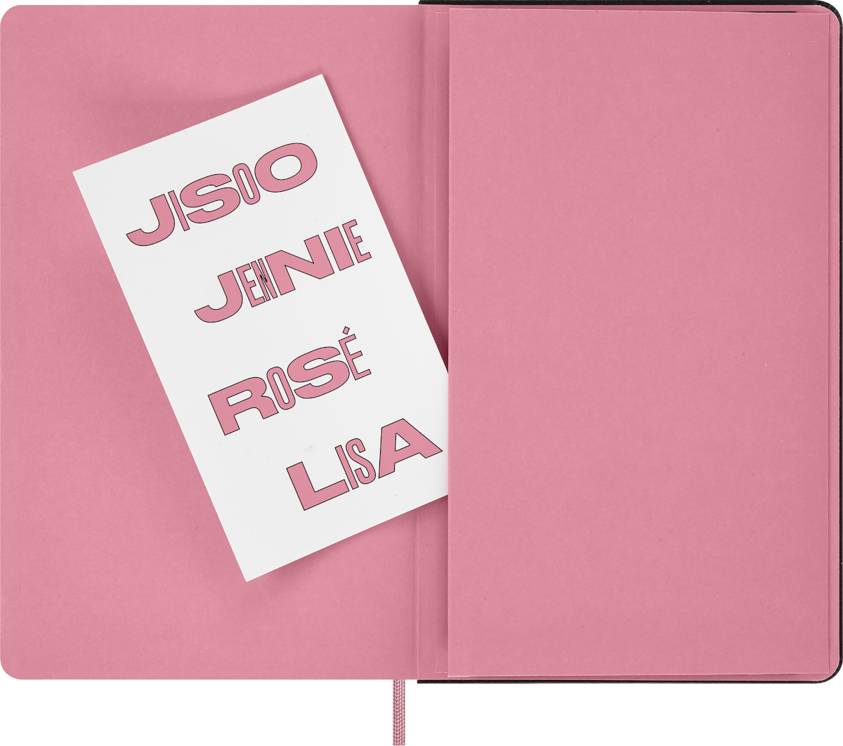 BLACKPINK x Moleskine sketchbook detail with stickers and exclusive card
