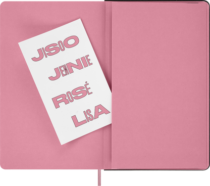 BLACKPINK x Moleskine sketchbook detail with stickers and exclusive card