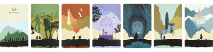 Moleskine Lord of the Rings greeting card designs showing the Fellowship's journey