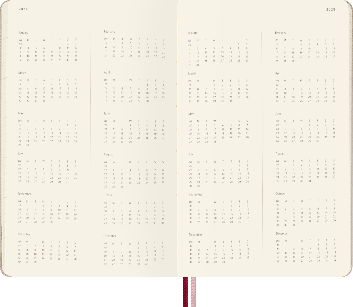 Moleskine Sakura weekly diary – weekly layout