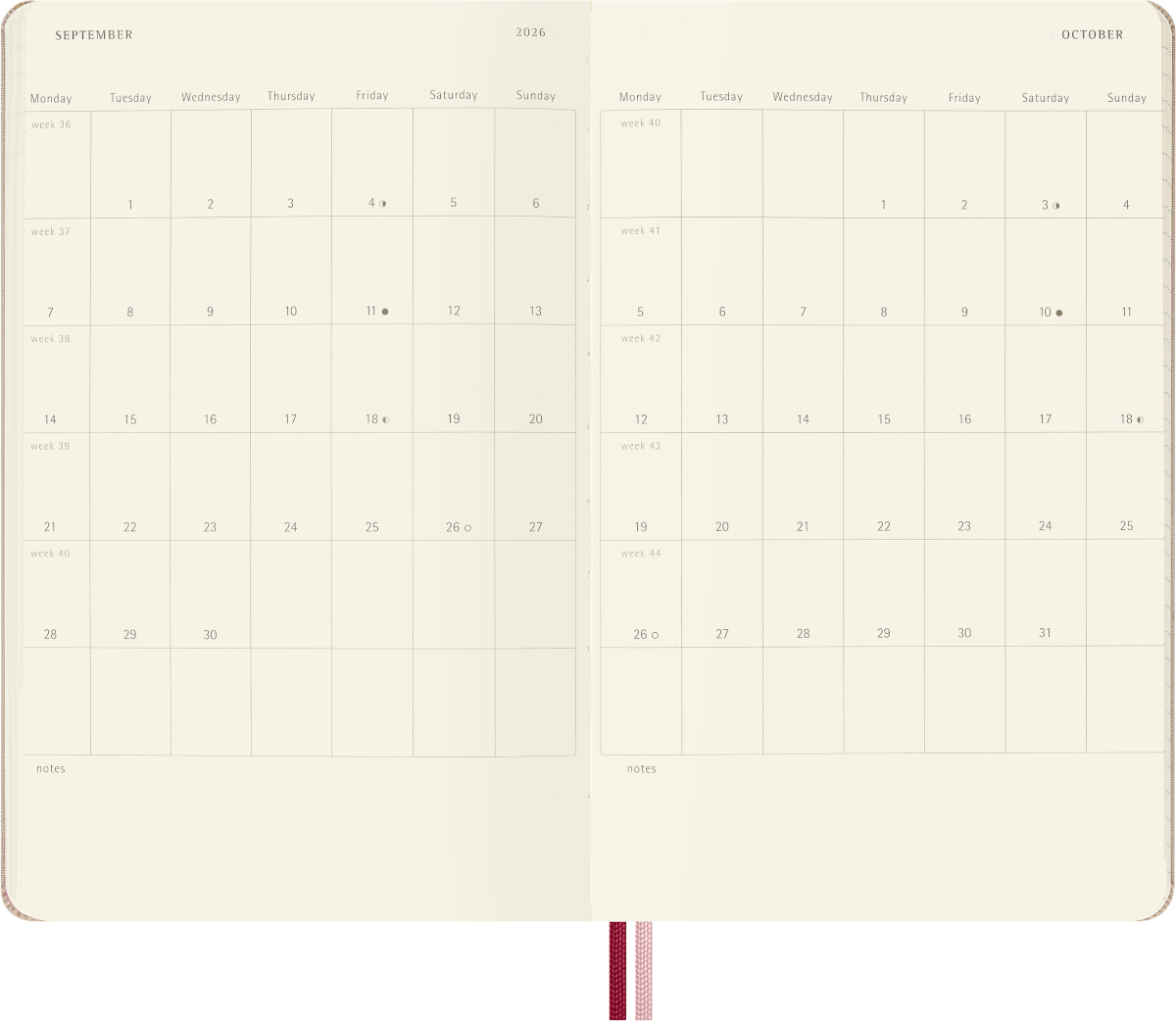 Moleskine Sakura weekly diary – planning pages