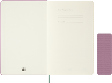 Moleskine Majestic Pink notebook – blind-debossed pattern and motto on the cover