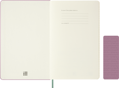 Moleskine Majestic Pink notebook – blind-debossed pattern and motto on the cover
