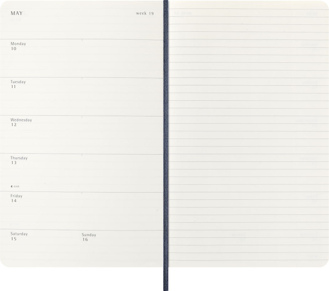 Moleskine 18-Month Weekly Notebook Diary – weekly layout with ruled notes page