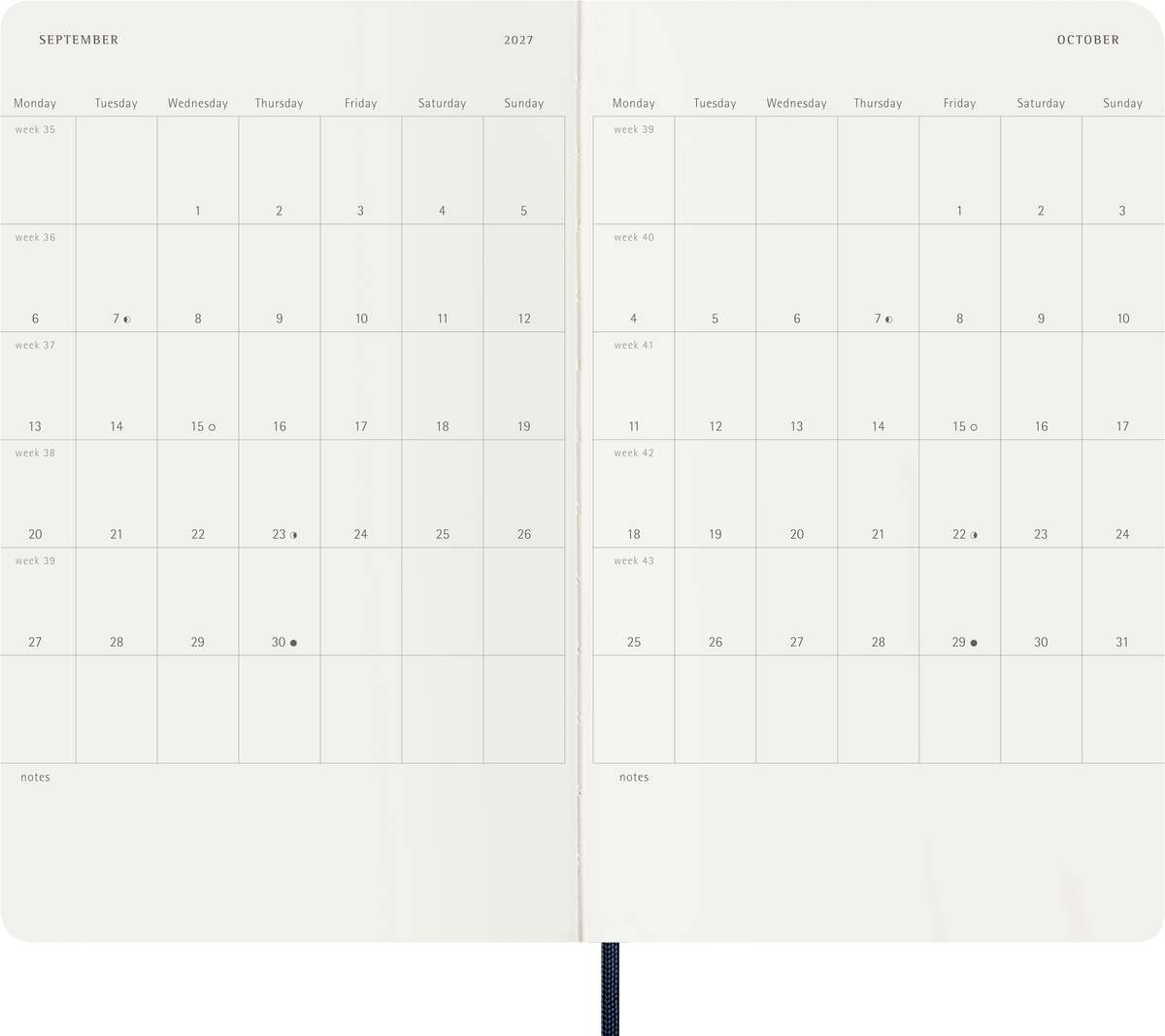 Moleskine 18-Month Weekly Notebook Diary – inside pages