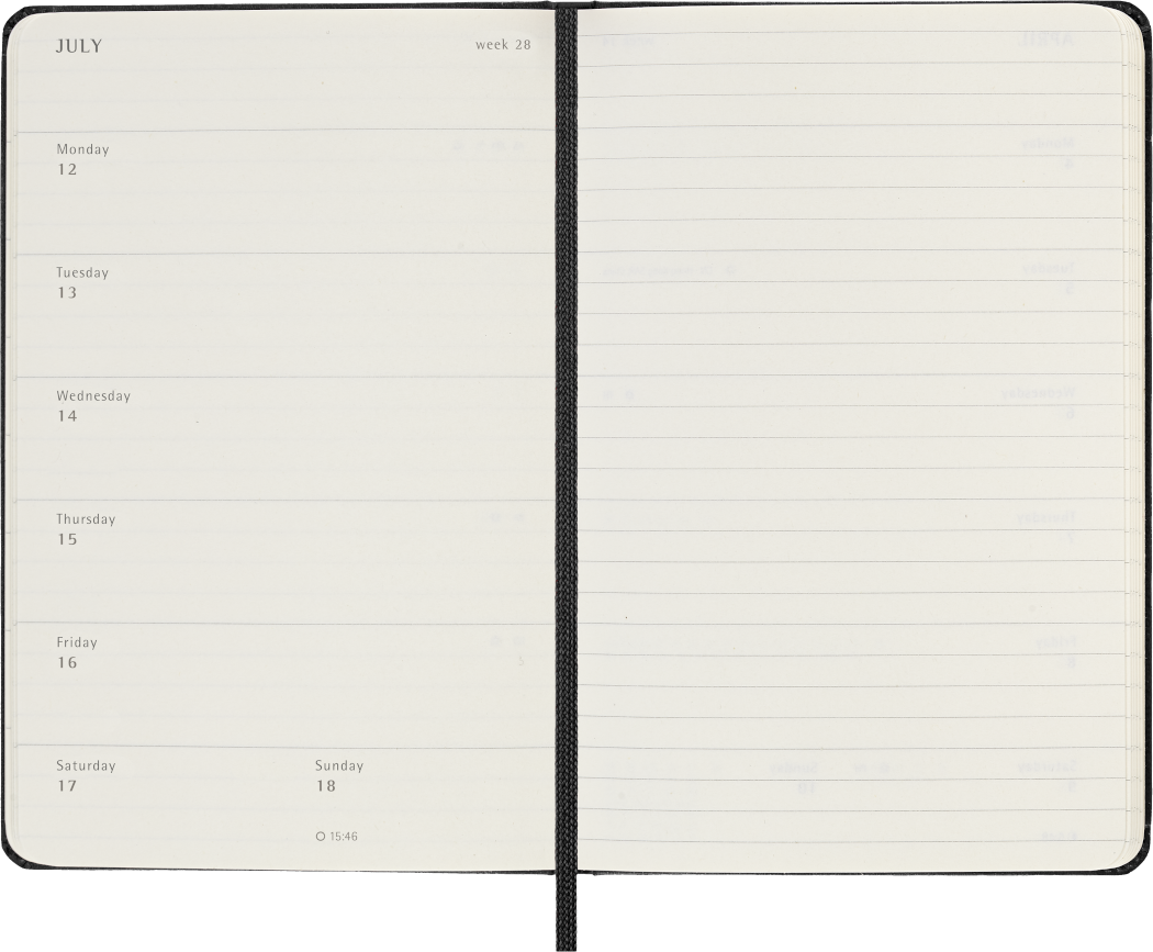 Moleskine 2026–27 Weekly Diary – 18 Months, Pocket, Hard Cover, Black – view 3