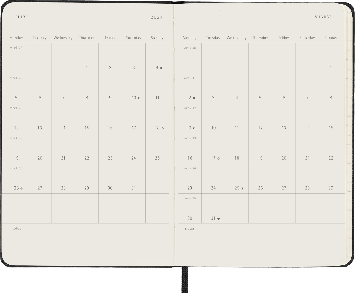 Moleskine 2026–27 Weekly Diary – 18 Months, Pocket, Hard Cover, Black – view 4