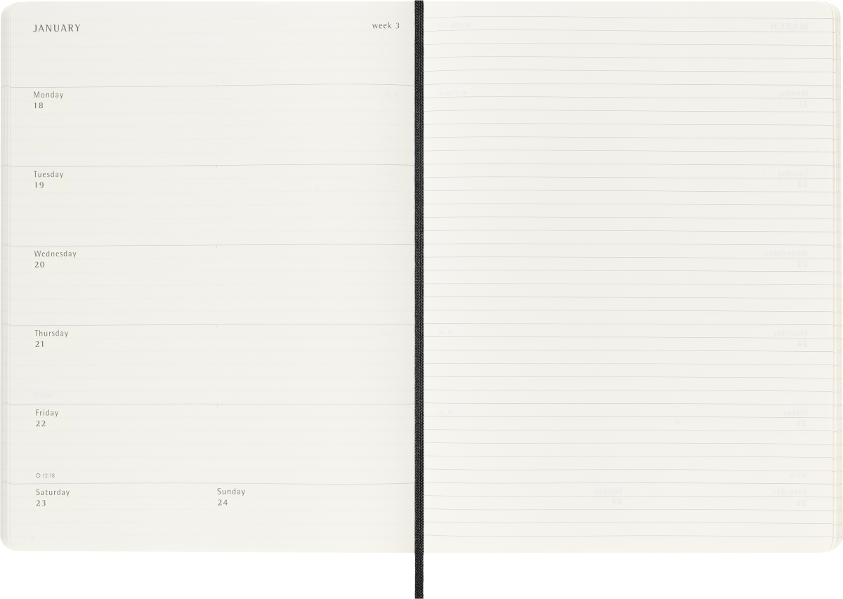 Moleskine 2026–27 Weekly Diary – 18 Months, Extra Large, Soft Cover, Black – view 3