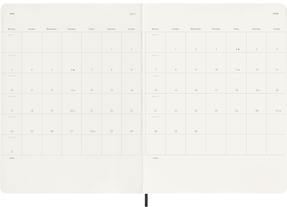 Moleskine 2026–27 Weekly Diary – 18 Months, Extra Large, Soft Cover, Black – view 4