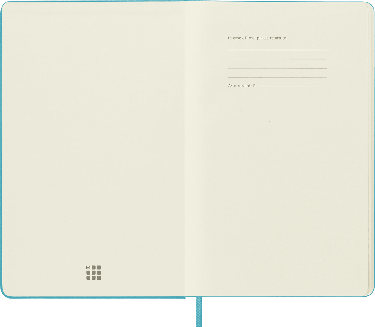Moleskine Classic Large plain hard cover notebook in Reef Blue – detail view
