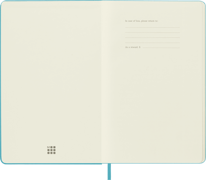 Moleskine Classic Large plain hard cover notebook in Reef Blue – detail view