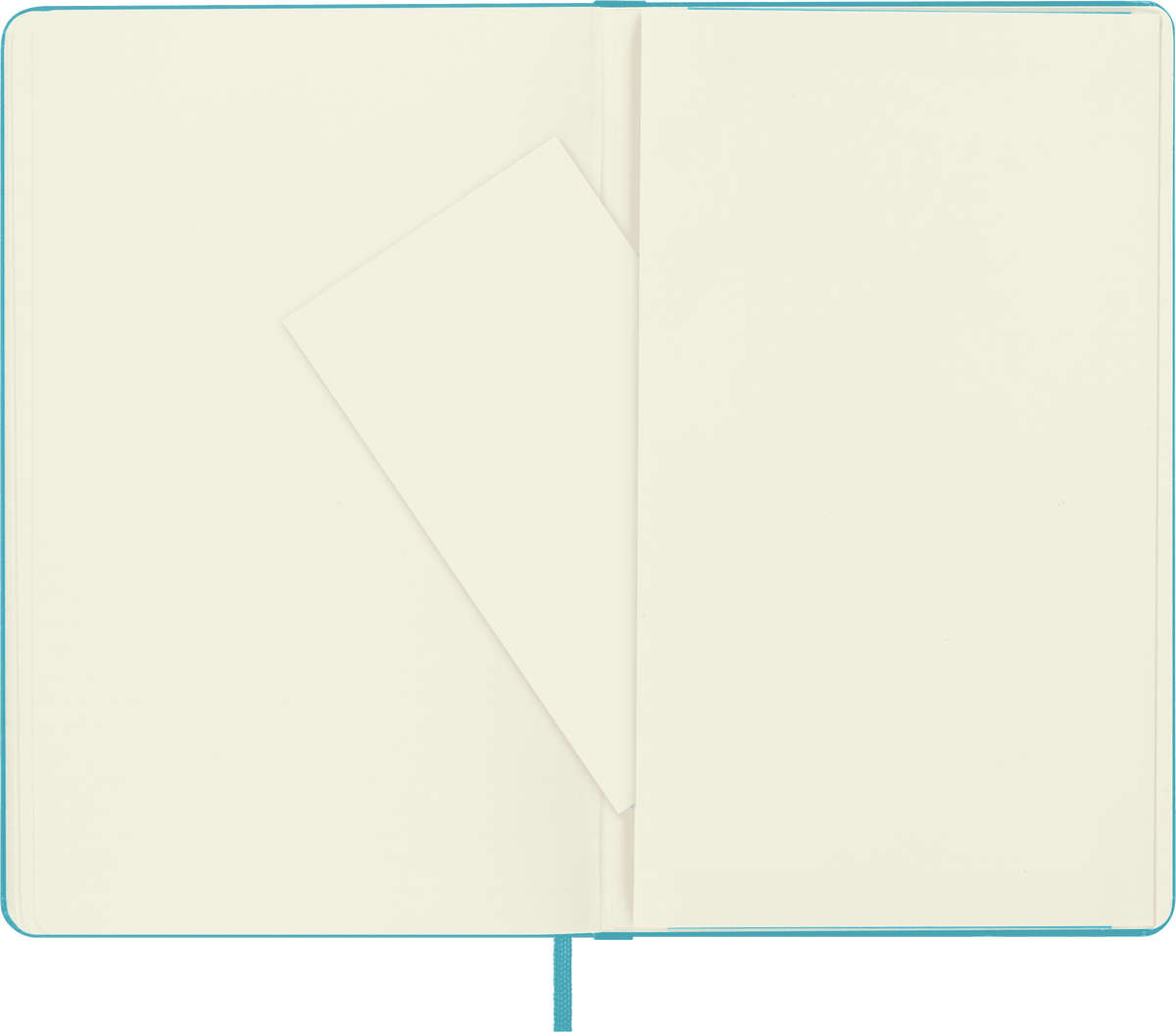 Moleskine Classic Large plain hard cover notebook in Reef Blue – inside view