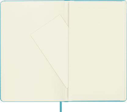 Moleskine Classic Large plain hard cover notebook in Reef Blue – inside view