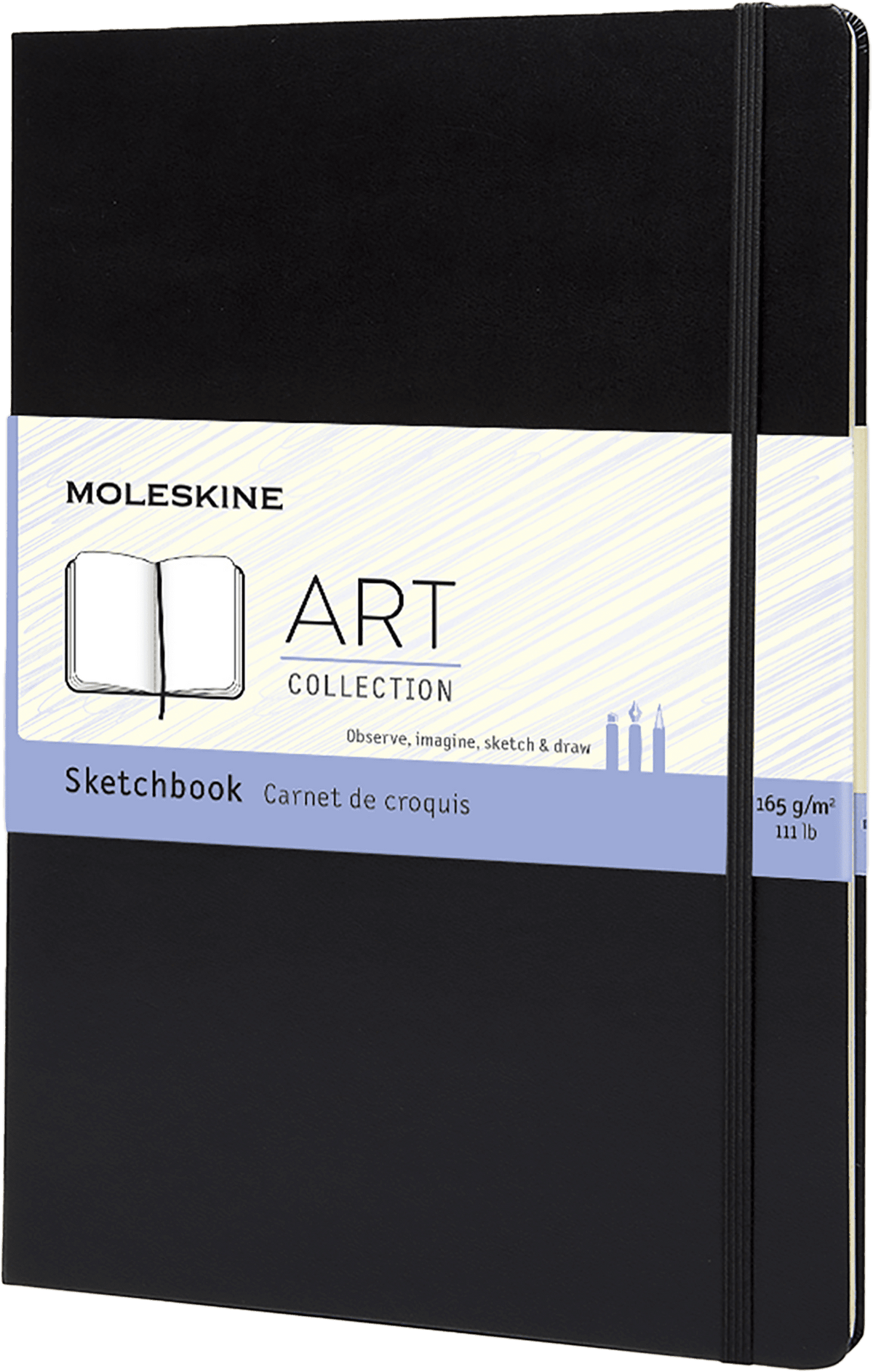 Moleskine Art Sketchbook, A4, with black hard cover and elastic closure