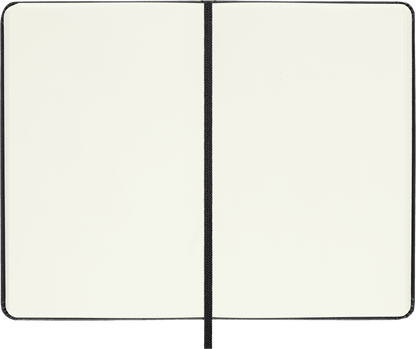 Moleskine Pocket Plain Hard Cover Notebook in Black – open showing plain ivory pages