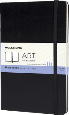 Moleskine Art Sketchbook, large, with black hard cover and elastic closure