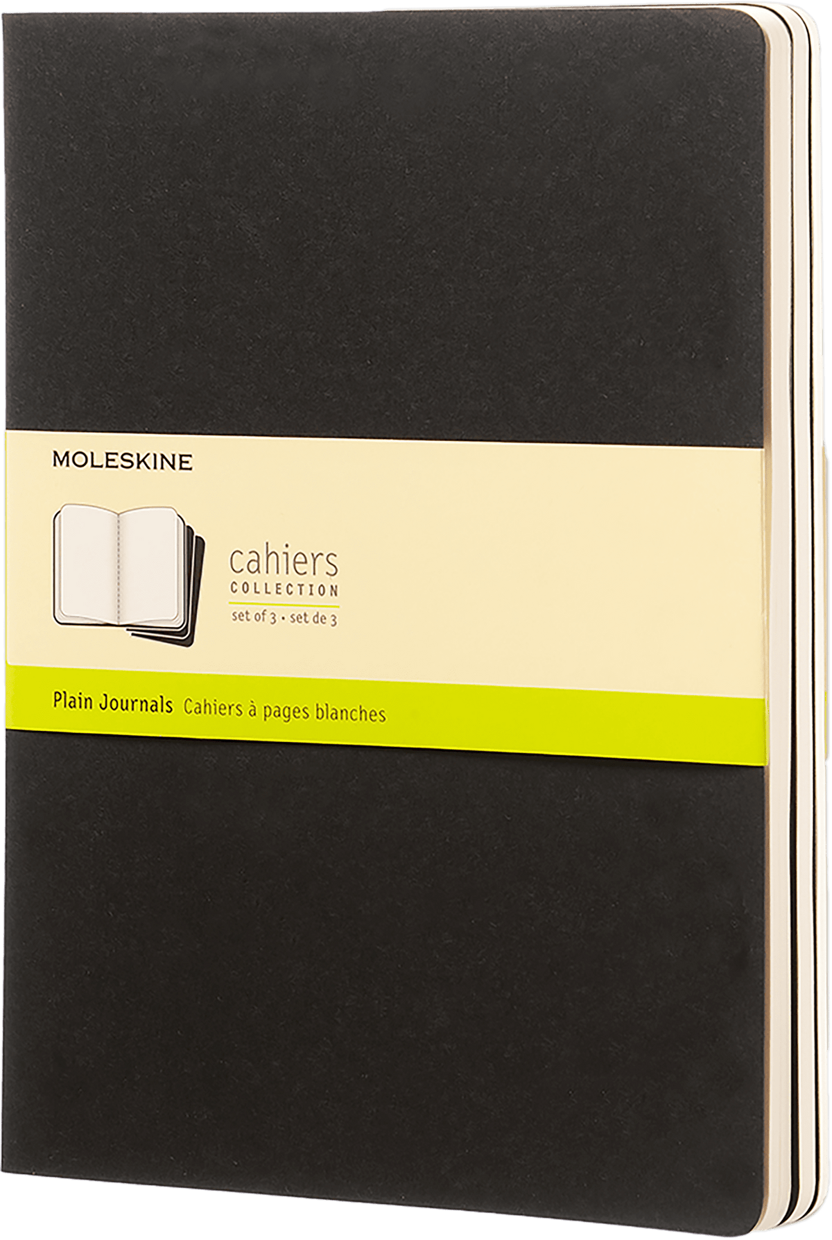 Moleskine Cahier Journals set of 3, extra large, plain, black cardboard covers