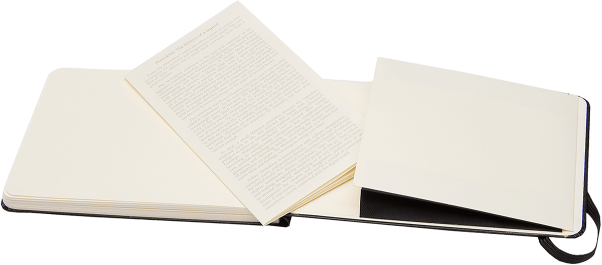 Moleskine pocket Watercolour Album open flat showing heavyweight cold-pressed watercolour paper