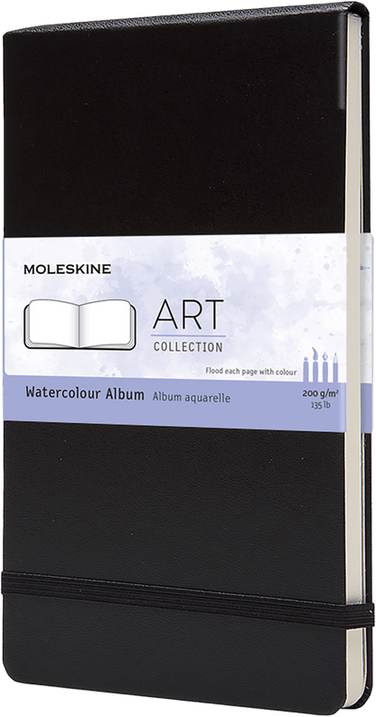 Moleskine Art Watercolour Album, large, black hard cover with elastic closure
