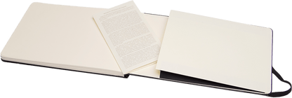 Moleskine large Watercolour Album open flat showing heavyweight cold-pressed watercolour paper